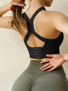 Áo ngực thể thao yoga không gọng, áo tập gym, áo lót thể thao kiểu chéo, áo nâng ngực, áo lót chạy bộ chống thấm nước, màu đen, mùa xuân. - màu đen - Xem 2