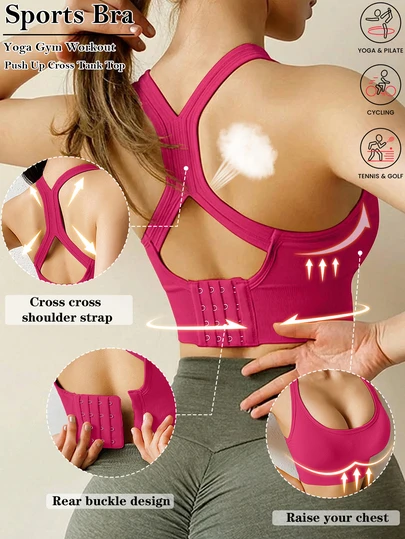 Yoga Sports Bra Wireless Gym Tops Underwear Cross Top Sports Tank Push Up Bras Hockproof Running Lingerie