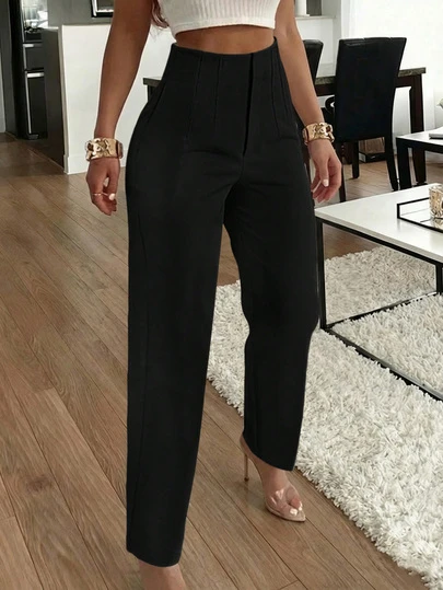 Kadınlar İçin Şık Yolcu Pileli Yan Cepli Dar Pantolon