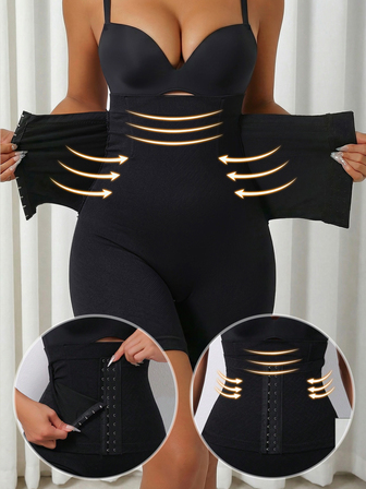 Shapewear Pants High Rise Back Closure Shorts Women Black Tummy Control Panties Butt Lift Shaping High Support Impact Shorts Shortie Waist Trainer Belt Shaping Corset Women