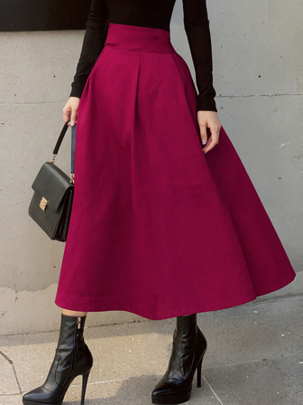 Europe And The United States Elegance Rave Outfitsfesival New A-Line Skirt Vacation Outfits Autumn Clothes Woman Umbrella Skirt Bow Day Big Swing Skirt Slim Waist Long Skirt Four Seasons Fashion With All Solid Color Women Back To School Half Skirt