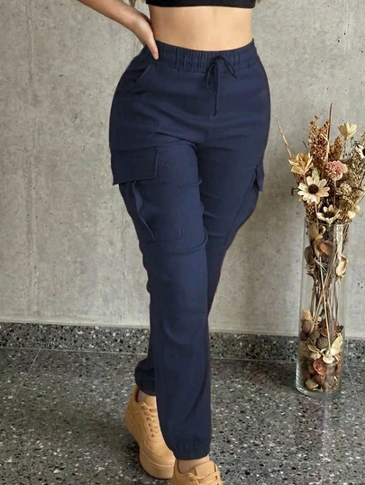 大码女式海军蓝休闲运动裤