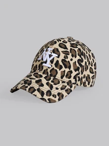 DareSee 1pc Women's NY Leopard Letter Embroidered Baseball Cap, Casual Street Fashion Hat For Spring, Autumn Season, Traveling, Vacation, Beach - Multicolor - View 2