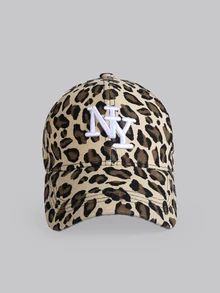 DareSee 1pc Women's NY Leopard Letter Embroidered Baseball Cap, Casual Street Fashion Hat For Spring, Autumn Season, Traveling, Vacation, Beach - Multicolor - View 1