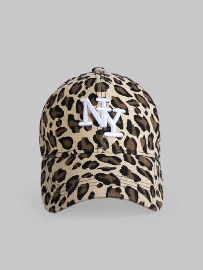 DareSee 1 件女式纽约豹纹字母刺绣棒球帽，休闲街头时尚帽子，适合春季、秋季、旅行、度假、海滩