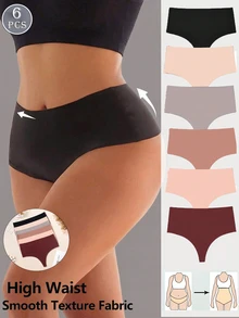 6条/包 无痕丁字裤，透气舒适高腰贴身纯色女士内裤