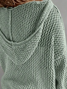 Suéter holgado de punto con cuello en V hueco de manga larga para mujer, apto para primavera/otoño/verano, de tela de punto transpirable, casual y cómodo para uso diario, ir al trabajo, estar en casa, tomar el té por la tarde, o ir de vacaciones a la playa - verde menta - Ver 2