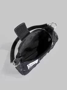 DareSee 2025新款女士星形牛仔布手提包 - 单肩腋下包，复古纽扣装饰，链条斜挎包，音乐节 - 黑色 - 查看 6