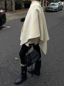 Women's Casual Sexy Asymmetric Hollow Out Knit Pullover Sweater, Loose Batwing Shoulder Blouse, Lightweight Crew Neck Top For Autumn - Apricot - View 2