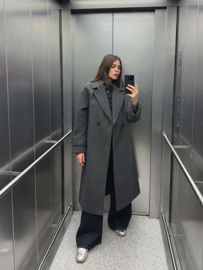 Autumn/Winter New Loose Soft Woolen Oversize Coat Women, Commuting Casual Versatile Elegant Wool Blend Outerwear