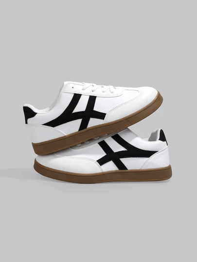 DareSee 秋冬女士复古休闲运动跑步鞋，平底运动鞋，白色系带橡胶底女式运动鞋，时尚、舒适、持久