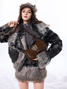 DareSee Retro Sweet & Cool Girl Motorcycle Underarm Bag, Niche Texture Crescent Bag With Metal Air Eye, Crossbody Shoulder Handbag, Multi-Seasonal Versatile Commuter Bag For Women