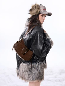 DareSee Retro Sweet & Cool Girl Motorcycle Underarm Bag, Niche Texture Crescent Bag With Metal Air Eye, Crossbody Shoulder Handbag, Multi-Seasonal Versatile Commuter Bag For Women