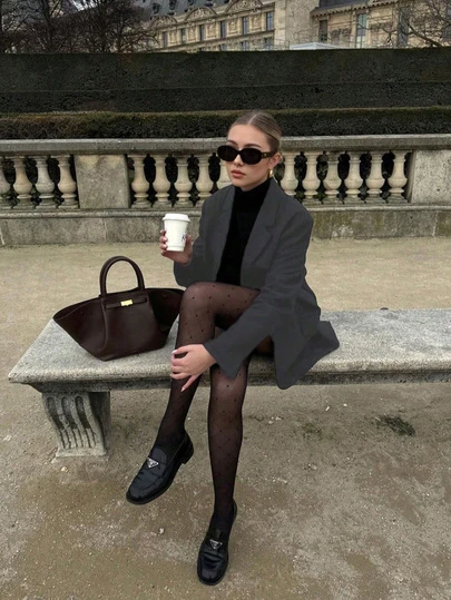 Women's Casual/Office Gray Lapel Long Sleeve Blazer