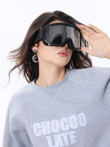 DareSee PC 框架男女通用滑雪镜，黑色镜框和白色水银镜片，沙滩配件，眼镜，遮阳，舒适休闲装，户外骑行眼镜，适合夏季海滩度假、户外、秋季旅行 - 銀色 - 查看 2