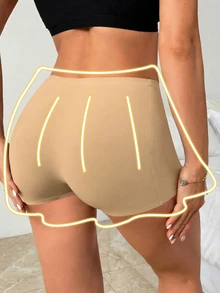 Quần legging lụa nữ không đường may, co giãn, chống trơn trượt, thoải mái, quần lót nữ không đường may. - Màu be - Xem 2