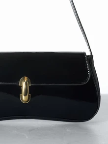 CHICVUE Women's Vintage Faux Oiled Leather Flap Decor One Shoulder Underarm Bag, Suitable For Dating, Outing, Party - Black - View 5