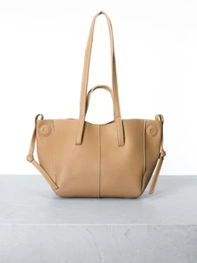 CHICVUE New Stylish Casual Versatile Large Capacity Tote Handbag With Shoulder Strap - Khaki - View 4