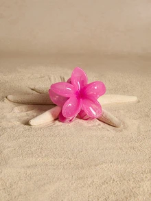 Tropiscape 4pcs/1pc 7.5cm/2.95in Hibiscus Flower Jelly Color Hair Clips, White/Yellow/Pink/Blue, Lightweight Plastic Bathroom Hair Accessories, Suitable For Daily Outing, Casual, Party, Commute, Beach Holiday, Ponytail, Bun, Face Washing, Makeup, Outfit Matching Fashion Claw Clips Winter Hair Clutch - Multicolor - View 5