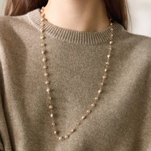 Clariva 1 chiếc vòng cổ dài hình chữ Y bằng ngọc trai giả màu vàng, mặt dây chuyền lấp lánh, trang sức thời trang sang trọng tối giản thanh lịch để đeo hàng ngày, hẹn hò, tiệc tùng, kỳ nghỉ, dịp đặc biệt, kỷ niệm, sinh nhật, quà tặng - Vàng - Xem 4