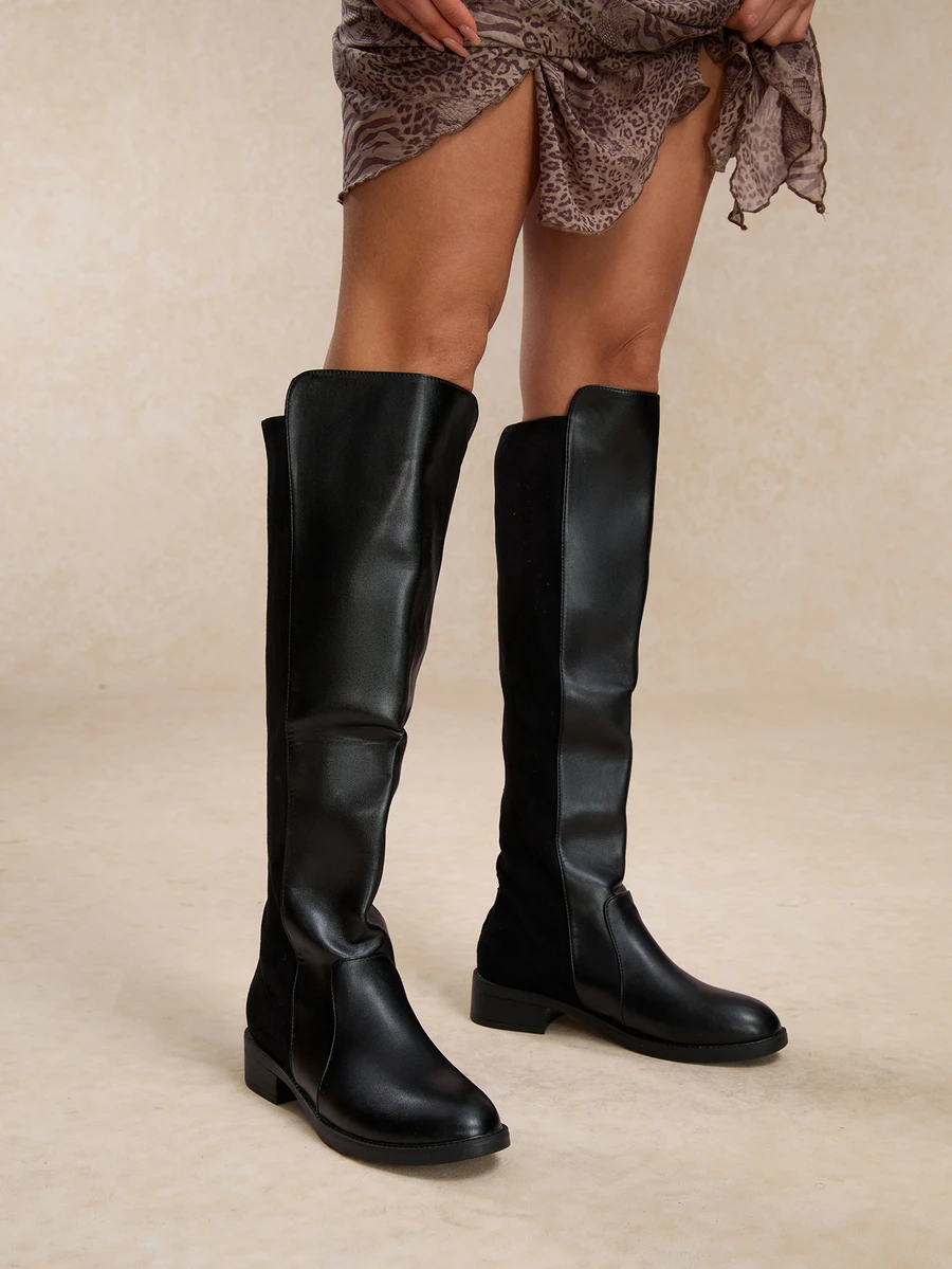 Tropiscape 2024 Autumn Winter New Women Over-The-Knee Boots, Elastic Thick Heel Tall Riding Boots, Match Sweater Dress Sexy&Fashionable