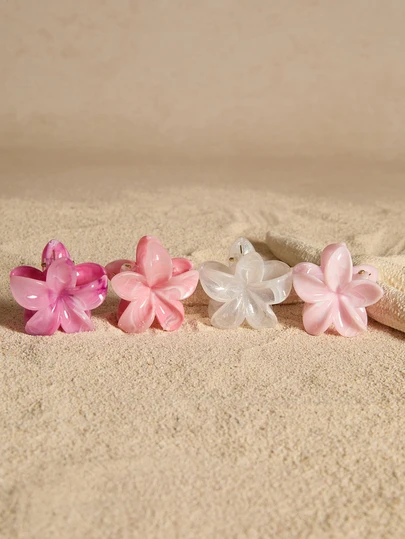 Tropiscape 4 chiếc kẹp tóc mini bằng chất liệu ABS họa tiết hoa dây leo vân đá cẩm thạch, phụ kiện tóc mùa hè phong cách Boho ngọt ngào, phụ kiện tóc mái đi biển cho nữ, kẹp càng cua, phụ kiện mùa thu, kẹp tóc hoa cho mùa thu đông, trang phục đi nghỉ mát, phong cách Cottagecore, trang phục mùa hè.