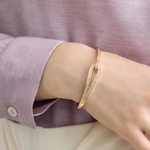 Clariva Cubic Zirconia Decor Bangle - Yellow Gold - View 3
