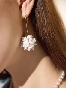 Clariva Flower Decor Earrings Valentines,Mom,Mother,Mother's Day,Gift - White - View 4