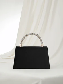 Clariva Bolsa Preta de Cetim SIIZA para Mulheres com Brilho, Decoração de Laço de Strass, Bolsa de Festa, Bolsas Minimalistas Quadradas Cintilantes, Perfeitas para Festa, Casamento, Formatura, Jantar/Banquete, Presente para Mãe, Presente de Dia dos Namorados Perfeito, Combina Perfeitamente com Roupa de Ano Novo, A Melhor Escolha de Presente de Dia dos Namorados, Itens Essenciais de Casamento, Combina Perfeitamente com Vestido de Formatura - Preto - Visão 3
