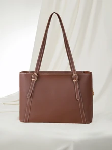 Clariva 全新奢华高端多功能图案女士单肩托特包 - 棕色 - 查看 3