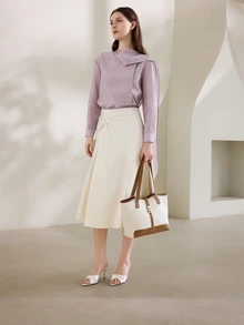 Clariva Women's Casual Splicing Zipper Shoulder Bag With Large Capacity For Everyday Use Handbags, New In Fall/Winter Large Capacity Shoulder Tote Bag - Beige - View 5