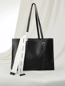 Clariva 蝴蝶结装饰轻便，商务休闲结饰大容量手提包，母亲节礼物，适合妈妈，适合少女、女大学生、新秀和白领工作者，非常适合办公室、大学、工作、商务、通勤、户外、旅行、郊游、书包、大容量、便携，适合少女、女大学生，非常适合办公室、大学、小学、中学、高中、工作、商务、通勤、办公室，时尚拉链手提包 - 黑色 - 查看 1