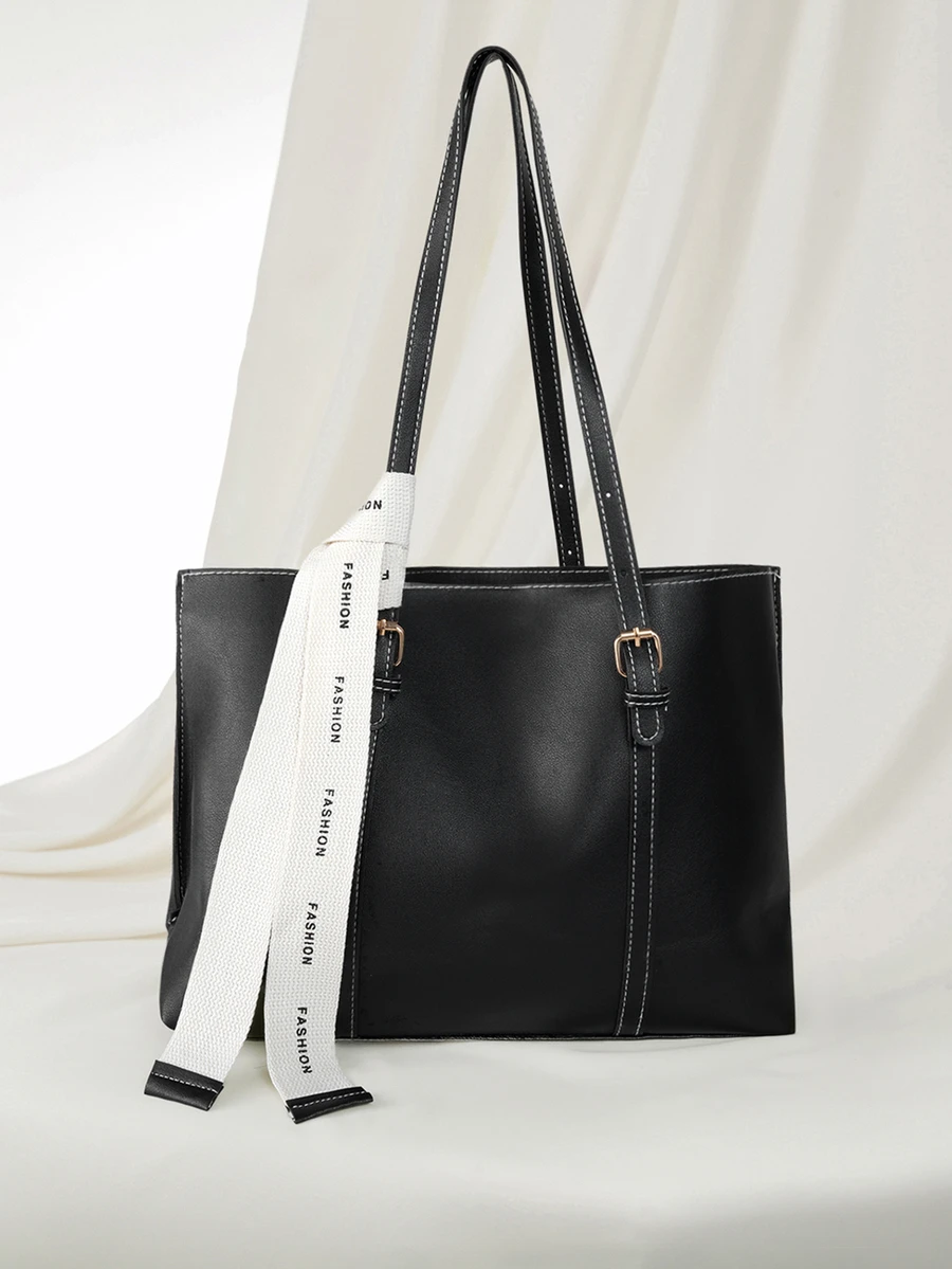 Clariva 蝴蝶结装饰轻便，商务休闲结饰大容量手提包，母亲节礼物，适合妈妈，适合少女、女大学生、新秀和白领工作者，非常适合办公室、大学、工作、商务、通勤、户外、旅行、郊游、书包、大容量、便携，适合少女、女大学生，非常适合办公室、大学、小学、中学、高中、工作、商务、通勤、办公室，时尚拉链手提包 - 黑色 - 查看 1