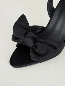 Clariva Kreative, stilvolle und elegante Damensandalen mit Schleife und hohem Absatz - Schwarz - Übersicht 4