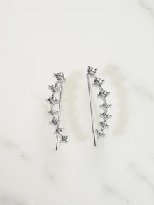 Clariva 1 Cặp Hoa tai dài tối giản theo phong cách Châu Âu cổ điển, thanh lịch và đa năng, Hoa tai xỏ một lỗ có thể tạo nên vẻ ngoài của 7 lỗ xỏ - Bạc - Xem 3