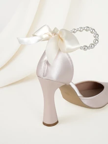 Clariva 2025秋冬新款时尚性感超高跟电镀珍珠镂空女式高跟鞋，大码，欧美风格，优雅，派对鞋 - 杏色 - 查看 3