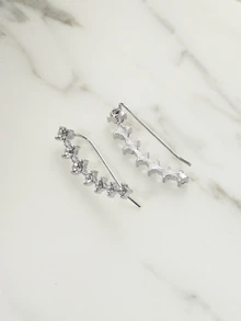 Clariva 1 Cặp Hoa tai dài tối giản theo phong cách Châu Âu cổ điển, thanh lịch và đa năng, Hoa tai xỏ một lỗ có thể tạo nên vẻ ngoài của 7 lỗ xỏ - Bạc - Xem 4