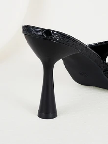 Clariva 2025 Spring/Summer New Women's High Heel Stiletto Peep Toe Beach Sandals With Stone Print, Plus Size Export Quality