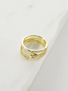 Clariva 1pc Romantic Retro Style Promise Ring Knot Design Symbol Of Charm And Fashion Gift For Family Friends Lover Christmas Gift(No Box) - Gold - View 1