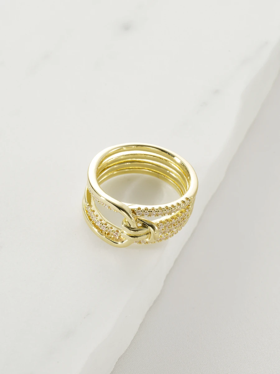 Clariva 1pc Romantic Retro Style Promise Ring Knot Design Symbol Of Charm And Fashion Gift For Family Friends Lover Christmas Gift(No Box) - Gold - View 1