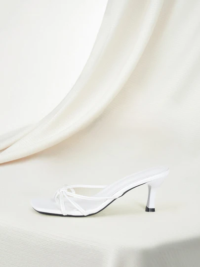 Clariva 女士露趾高跟人字拖，时尚连衣裙一脚蹬凉鞋，夏季