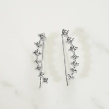 Clariva 1 Cặp Hoa tai dài tối giản theo phong cách Châu Âu cổ điển, thanh lịch và đa năng, Hoa tai xỏ một lỗ có thể tạo nên vẻ ngoài của 7 lỗ xỏ - Bạc - Xem 2