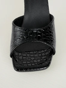 Clariva 2025 Spring/Summer New Women's High Heel Stiletto Peep Toe Beach Sandals With Stone Print, Plus Size Export Quality