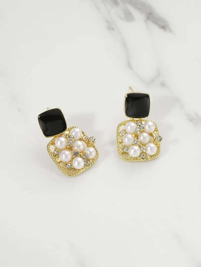 Clariva 假珍珠裝飾垂墜耳環