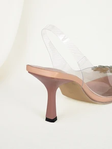 Clariva Chaussures à talons aiguilles à bout pointu pour femmes, style glissant, pour l'automne/hiver. Élégantes chaussures de soirée à porter avec des robes, idéales pour les occasions élégantes et les fêtes. - Transparent - Voir 3