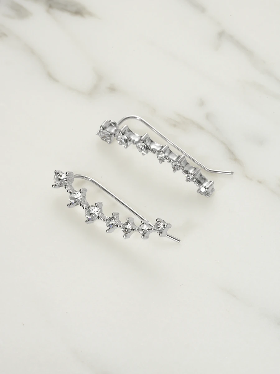 Clariva 1 Cặp Hoa tai dài tối giản theo phong cách Châu Âu cổ điển, thanh lịch và đa năng, Hoa tai xỏ một lỗ có thể tạo nên vẻ ngoài của 7 lỗ xỏ - Bạc - Xem 1