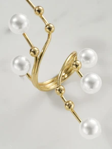 Clariva Faux Pearl Decor Wrap Ring - White - View 4