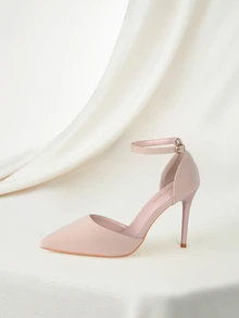 Clariva Fall/Winter 2025 Women Stiletto Heeled Pumps, Point Toe Ankle Strap Pumps,Elegant - Apricot - View 3