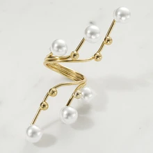 Clariva Faux Pearl Decor Wrap Ring - White - View 2