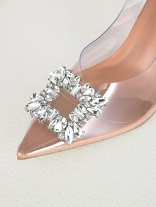 Clariva Chaussures à talons aiguilles à bout pointu pour femmes, style glissant, pour l'automne/hiver. Élégantes chaussures de soirée à porter avec des robes, idéales pour les occasions élégantes et les fêtes. - Transparent - Voir 4